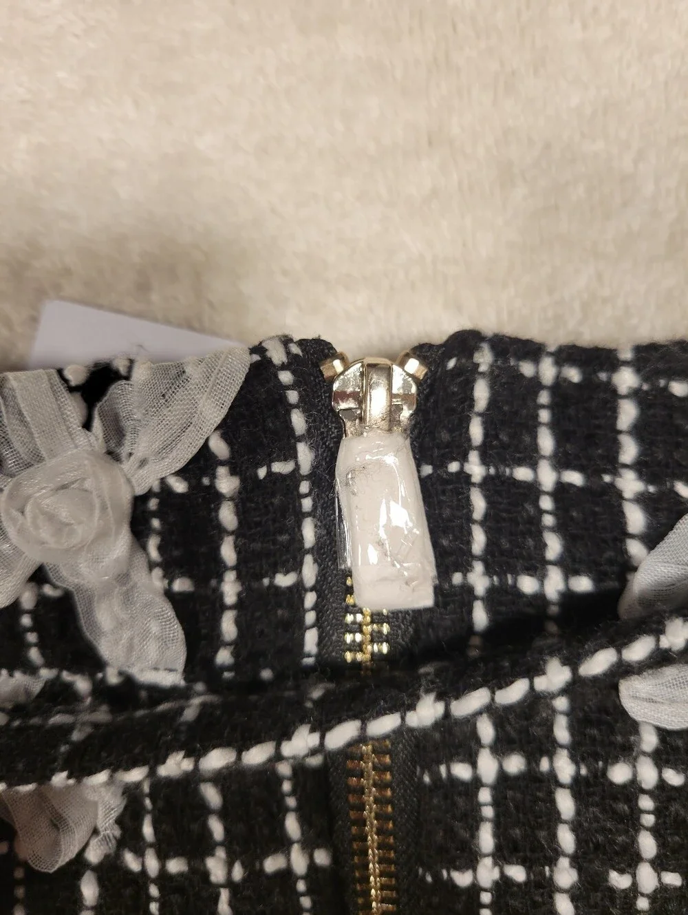 Walter Baker Daniella Black and White  Mini Skirt in Fleur Tweed, NWT